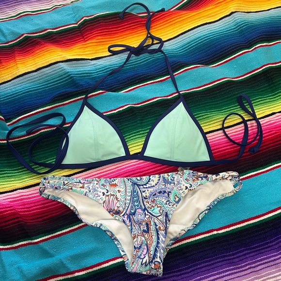 Victoria‎ Secret Pink swimsuit bikini set bottom floral with metallic effects - Picture 3 of 8